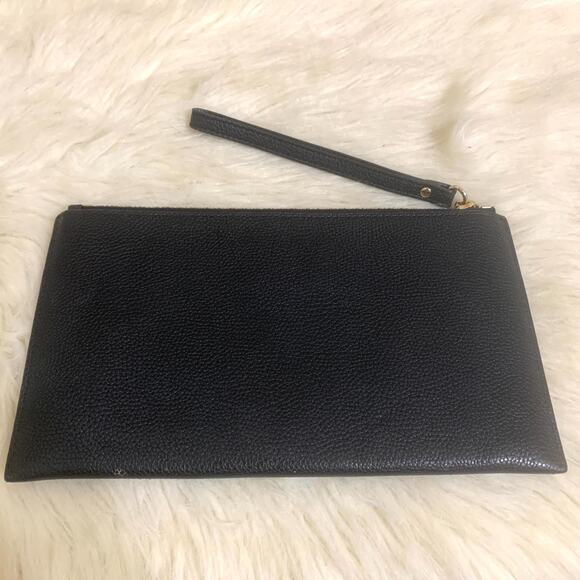 MICHAEL KORS Large 10" Black Pebbled Leather FLAT Pouch Wristlet Clutch - Picture 4 of 12
